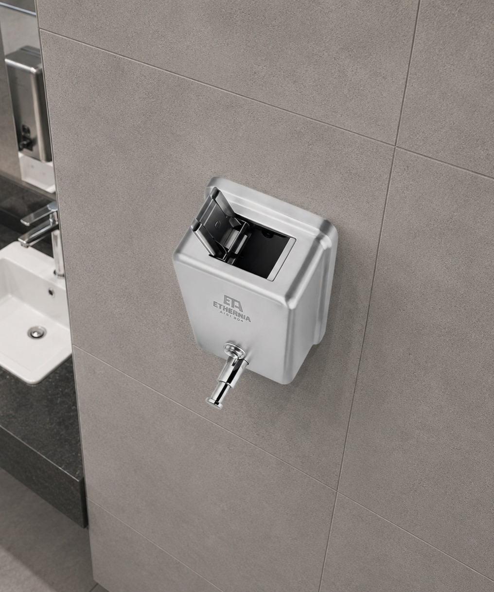 DISPENSADOR DE JABON LÍQUIDO EN ACERO INOX 304 1200ML-ETHERNIA